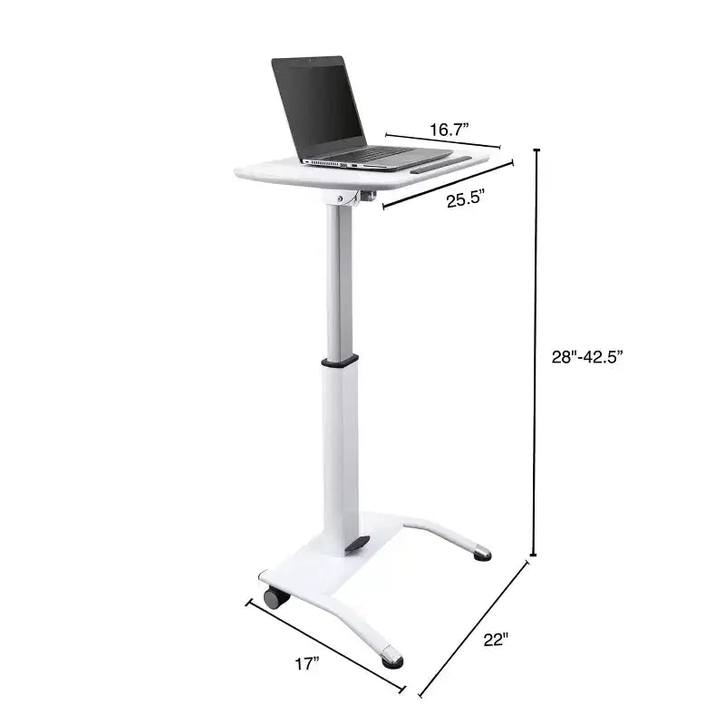 Leggio/Podio portatile inclinabile, regolabile in altezza e pneumatico, con ruote – Bianco, 25,5" di larghezza