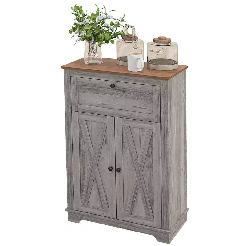 Credenza in stile rustico con ante, cassetto e ripiano regolabile