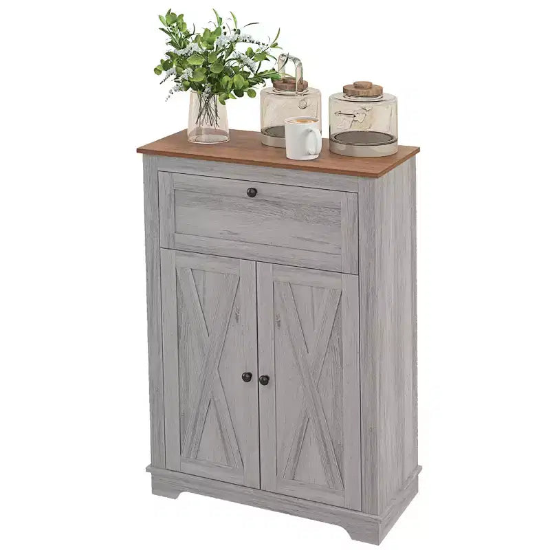 Credenza in stile rustico con ante, cassetto e ripiano regolabile