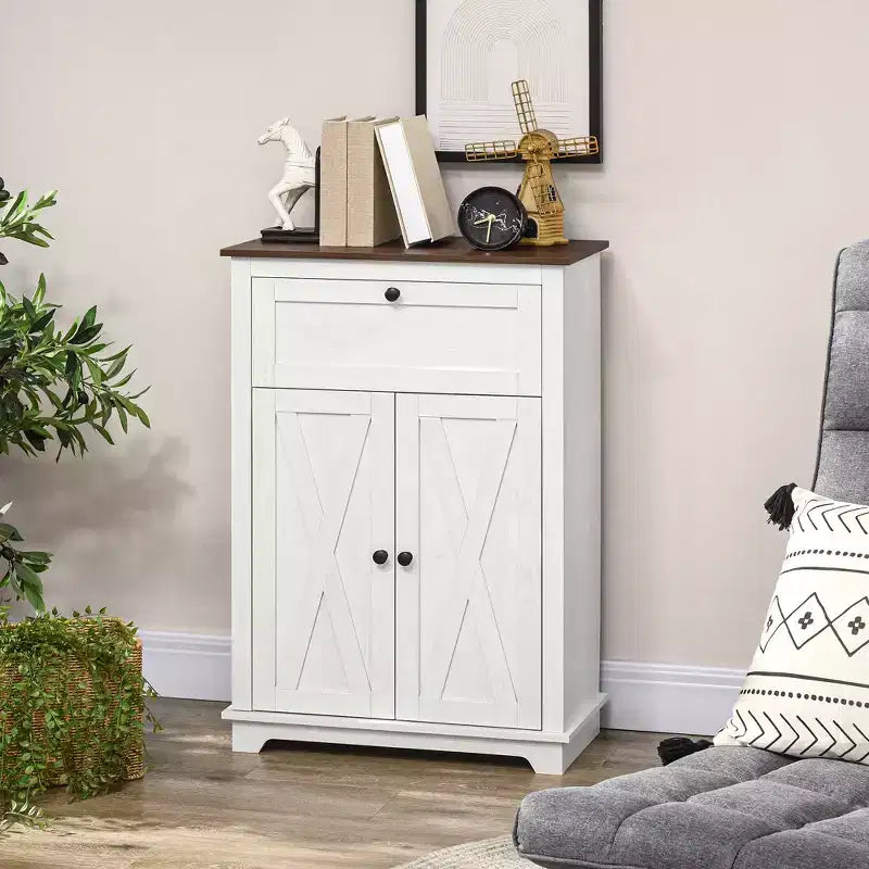 Credenza in stile rustico con ante, cassetto e ripiano regolabile