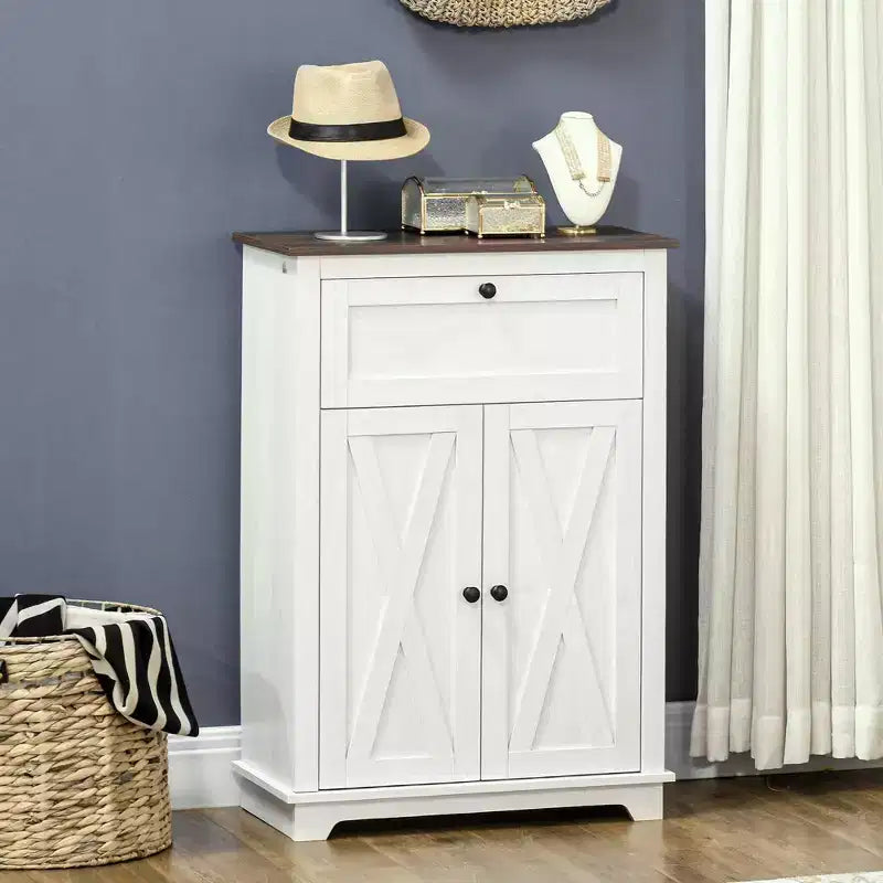 Credenza in stile rustico con ante, cassetto e ripiano regolabile