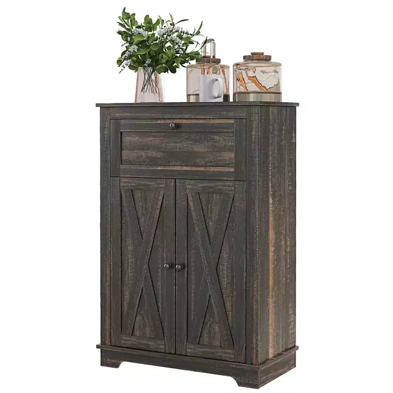 Credenza in stile rustico con ante, cassetto e ripiano regolabile