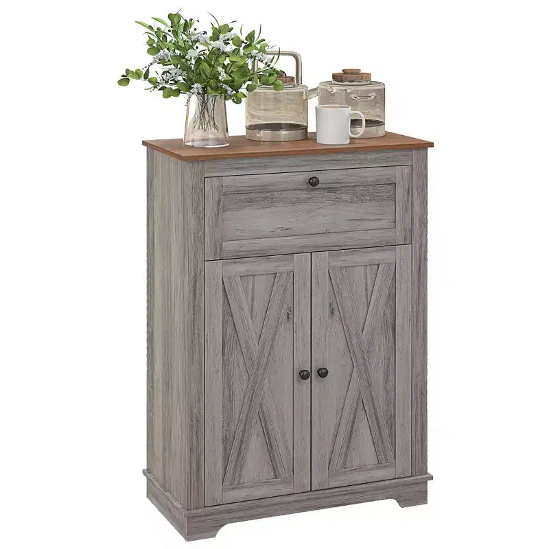 Credenza in stile rustico con ante, cassetto e ripiano regolabile