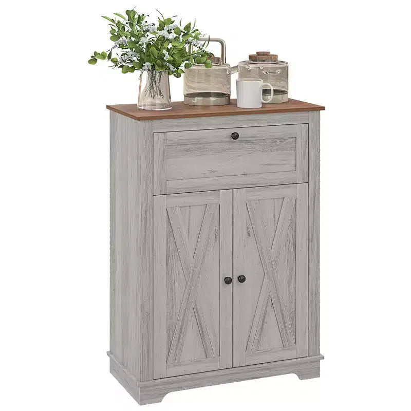 Credenza in stile rustico con ante, cassetto e ripiano regolabile