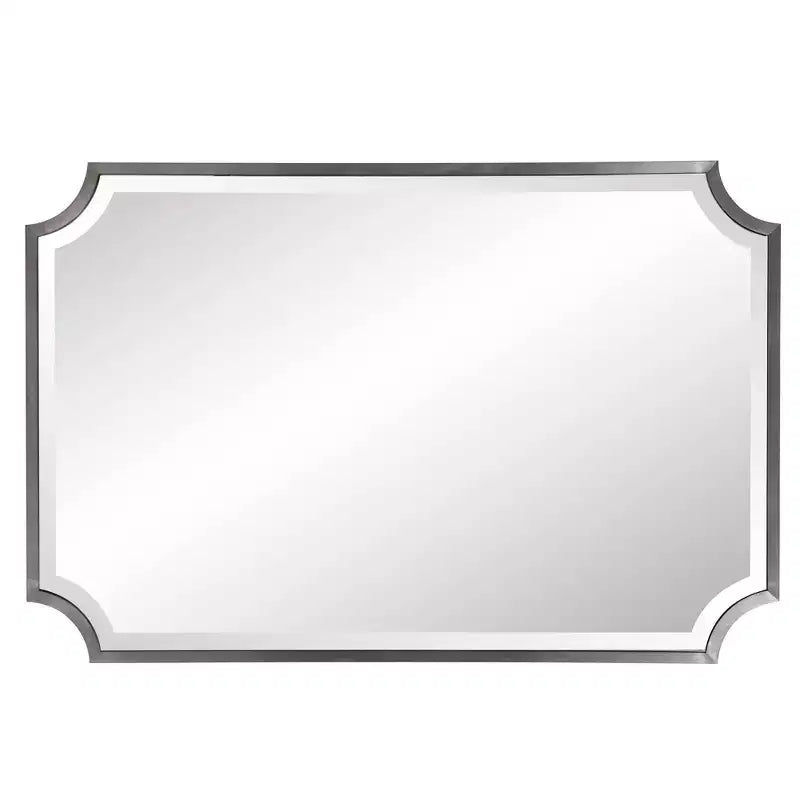 Specchio da parete rettangolare a scudo con cornice in acciaio inossidabile 36x24