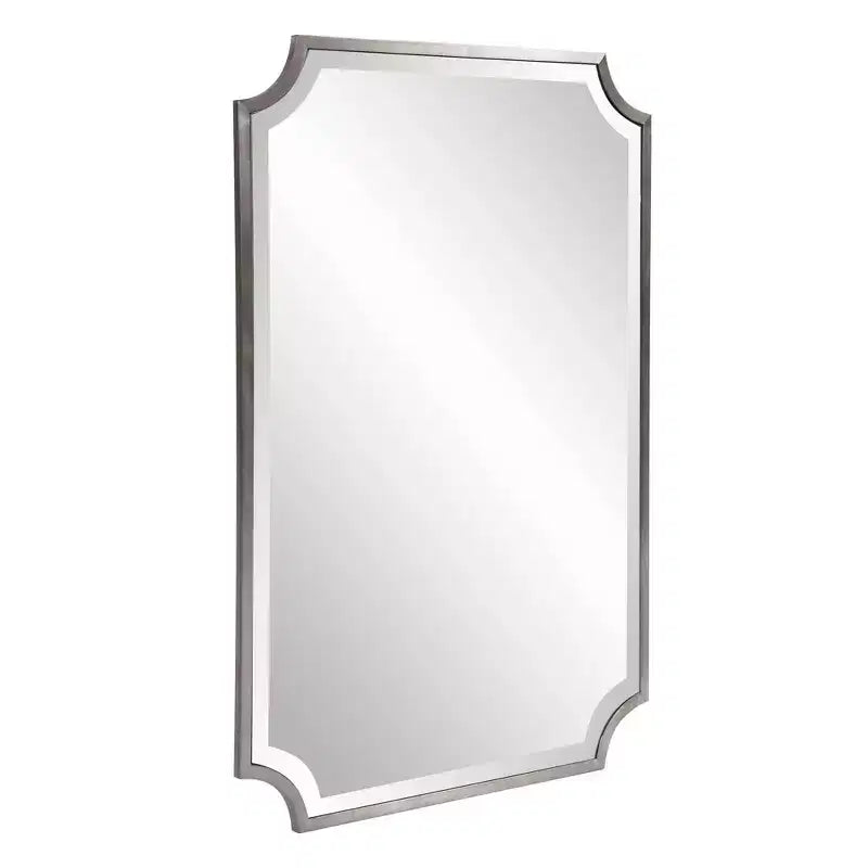 Specchio da parete rettangolare a scudo con cornice in acciaio inossidabile 36x24