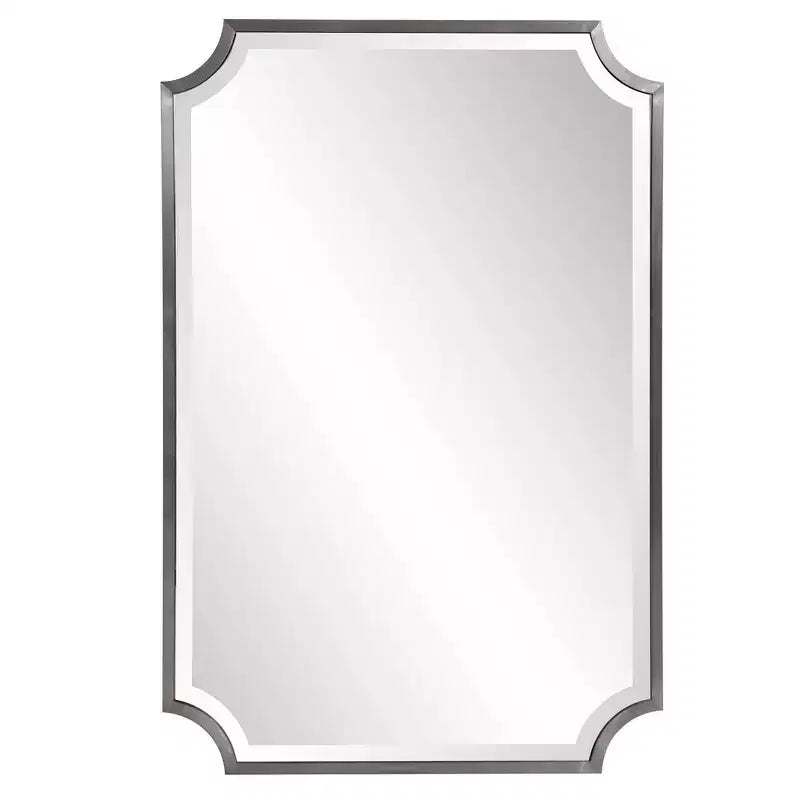 Specchio da parete rettangolare a scudo con cornice in acciaio inossidabile 36x24